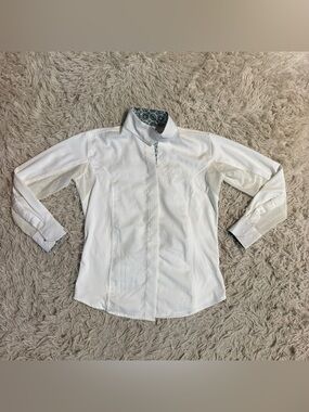 Child’s Size 10 White Equine Couture Long Sleeve Horseback Riding Show Shirt
